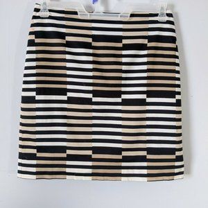 Retro Striped Geometric Pencil Skirt